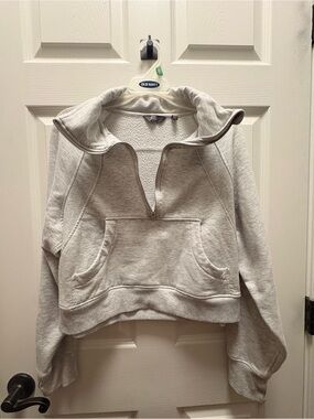 Danskin Light Gray Half-Zip Cowl Neck Pullover